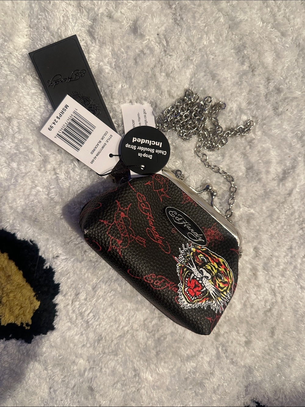 ED HARDY Black Coin Purse with Colorful Tiger